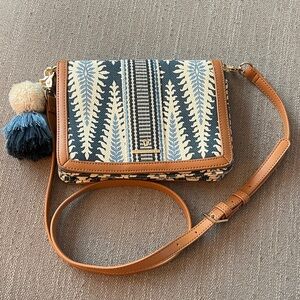 Spartina 449 Lighthouse Boho Blue and Tan Crossbody Bag